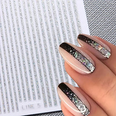 Glitter Nail Art Stickers Self Adhesive Nail Decals for DIY Manicures
