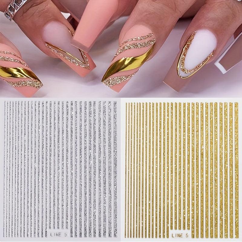 Glitter Nail Art Stickers Self Adhesive Nail Decals for DIY Manicures