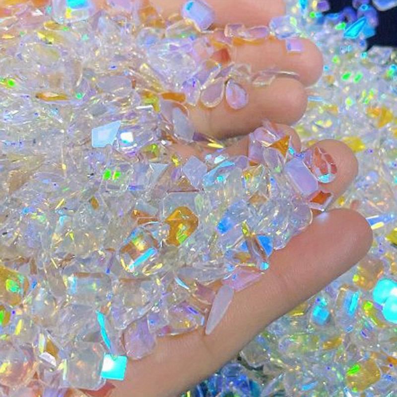 Aurora Cystal Nail Art Rhinestones Peach Sea Pink Grey Gemstones