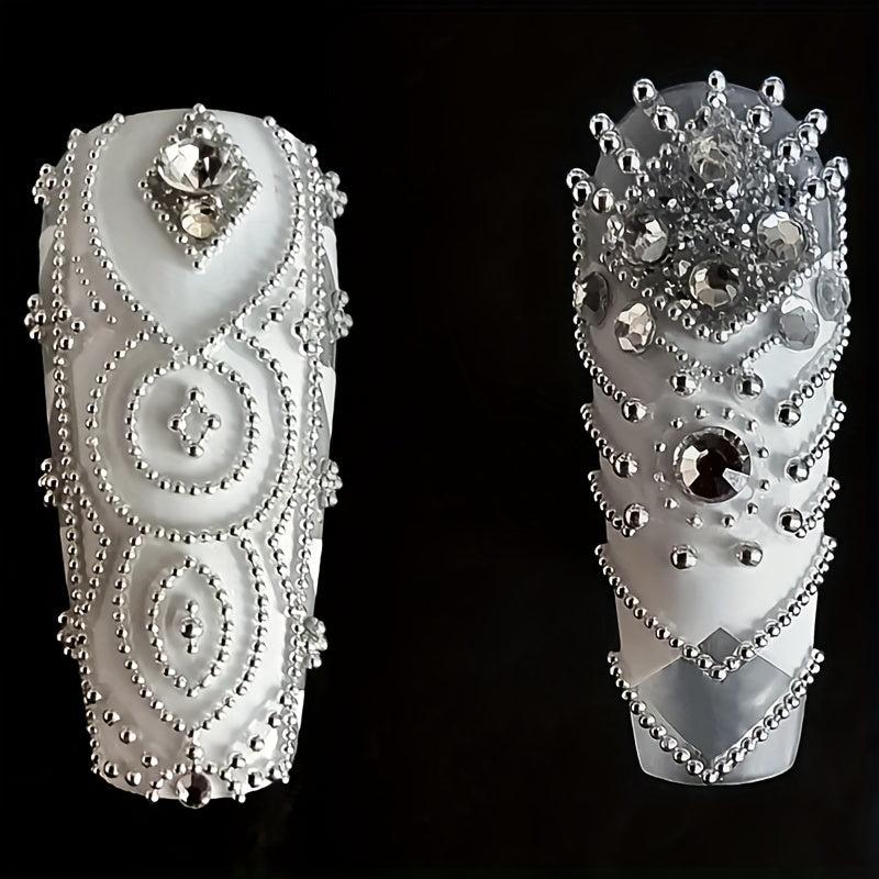 3D Nail Caviar Beads Metal Nail Studs DIY Decorations Size