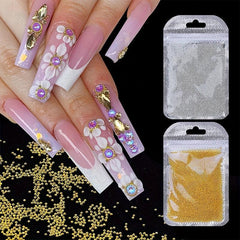3D Nail Caviar Beads Metal Nail Studs DIY Decorations Size