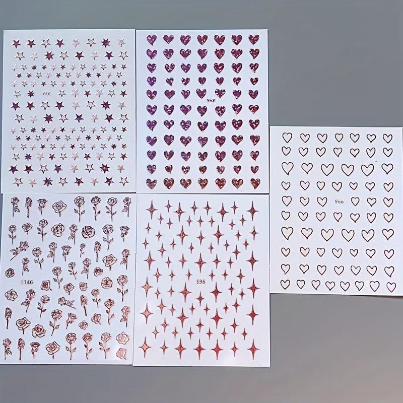 Rose Nail Art Stickers Self Adhesive Decals for DIY or Nail Salons