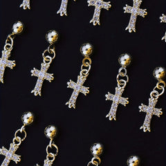 3D Cross Nail Charms Nail Art Decorations Pearl Gems Diamond Studs for Women