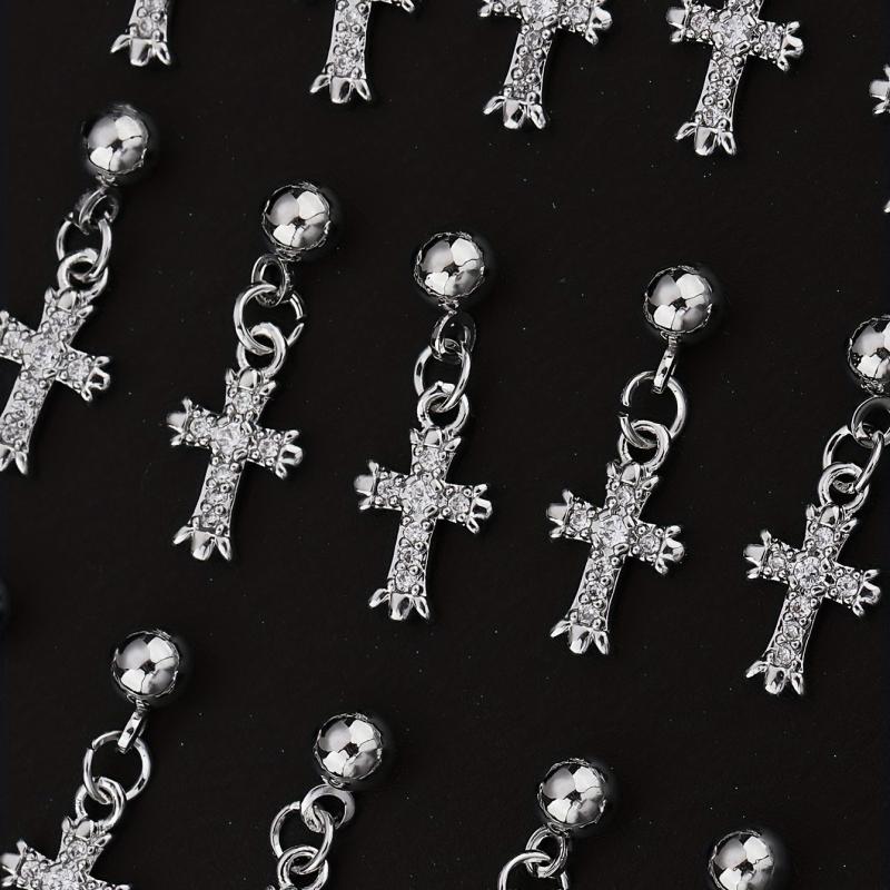 3D Cross Nail Charms Nail Art Decorations Pearl Gems Diamond Studs for Women