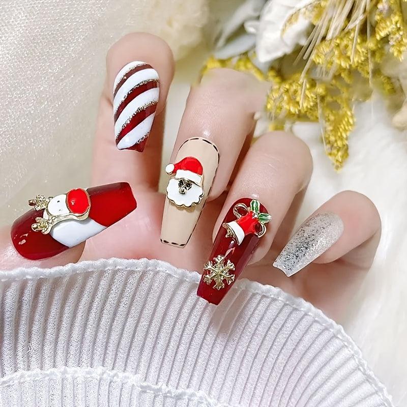 Christmas Nail Art Charms Alloy Santa Claus Elk Snowflake Accessories