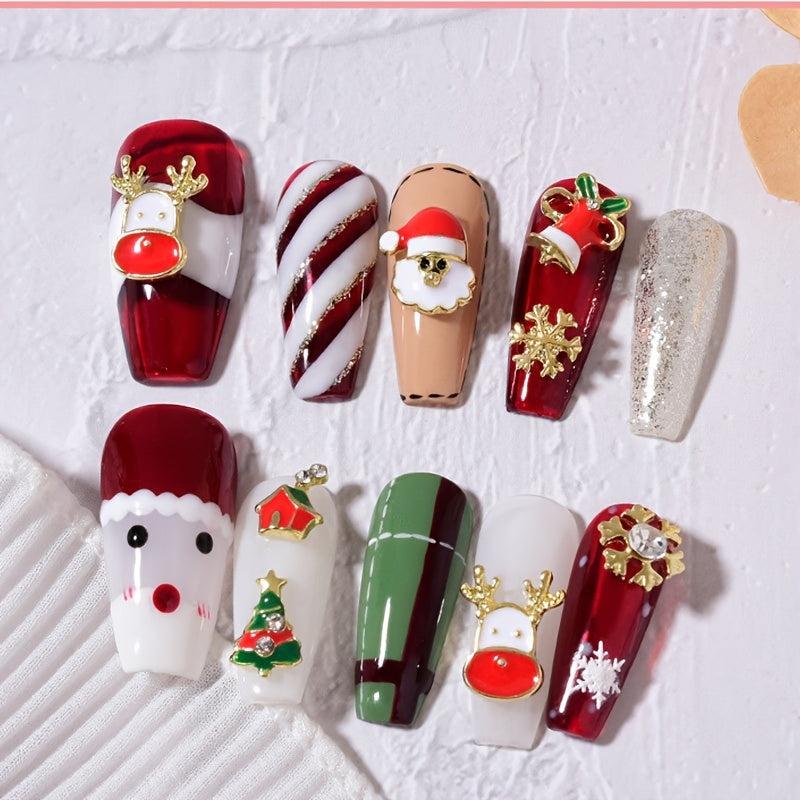 Christmas Nail Art Charms Alloy Santa Claus Elk Snowflake Accessories