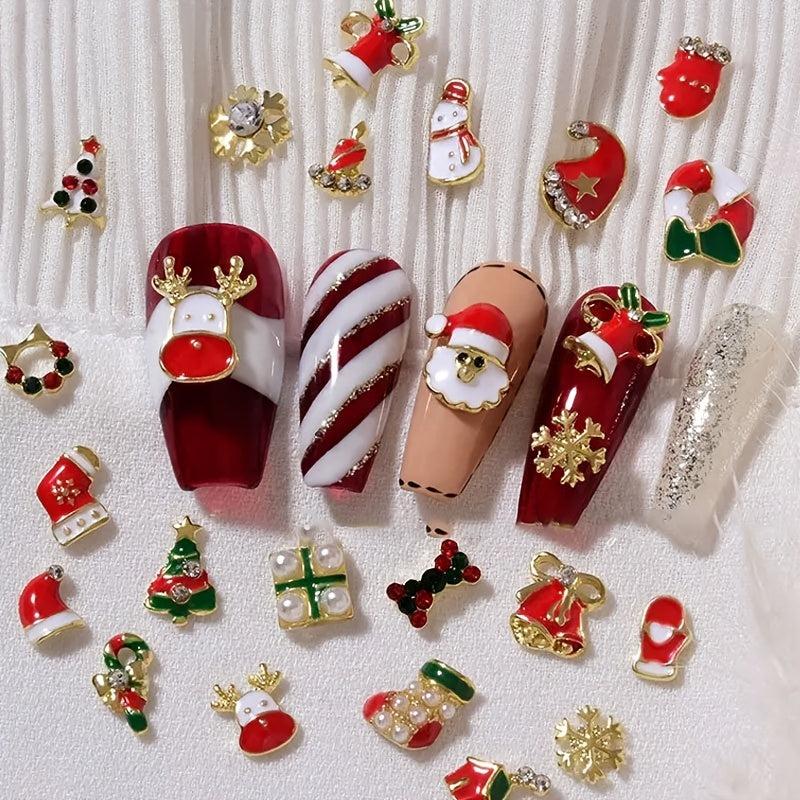 Christmas Nail Art Charms Alloy Santa Claus Elk Snowflake Accessories