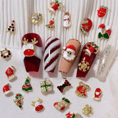 Christmas Nail Art Charms Alloy Santa Claus Elk Snowflake Accessories