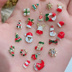 Christmas Nail Art Charms Alloy Santa Claus Elk Snowflake Accessories