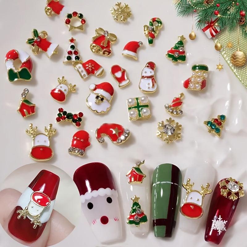 Christmas Nail Art Charms Alloy Santa Claus Elk Snowflake Accessories