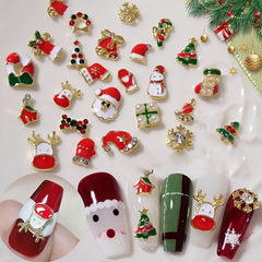 Christmas Nail Art Charms Alloy Santa Claus Elk Snowflake Accessories