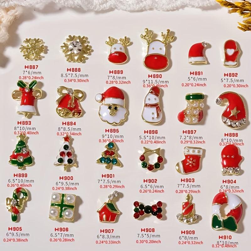 Christmas Nail Art Charms Alloy Santa Claus Elk Snowflake Accessories