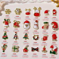 Christmas Nail Art Charms Alloy Santa Claus Elk Snowflake Accessories