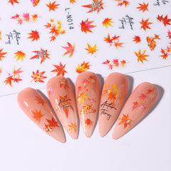 Maple Leaf Pumpkin Nail Art Stickers - Fall Nail Decals