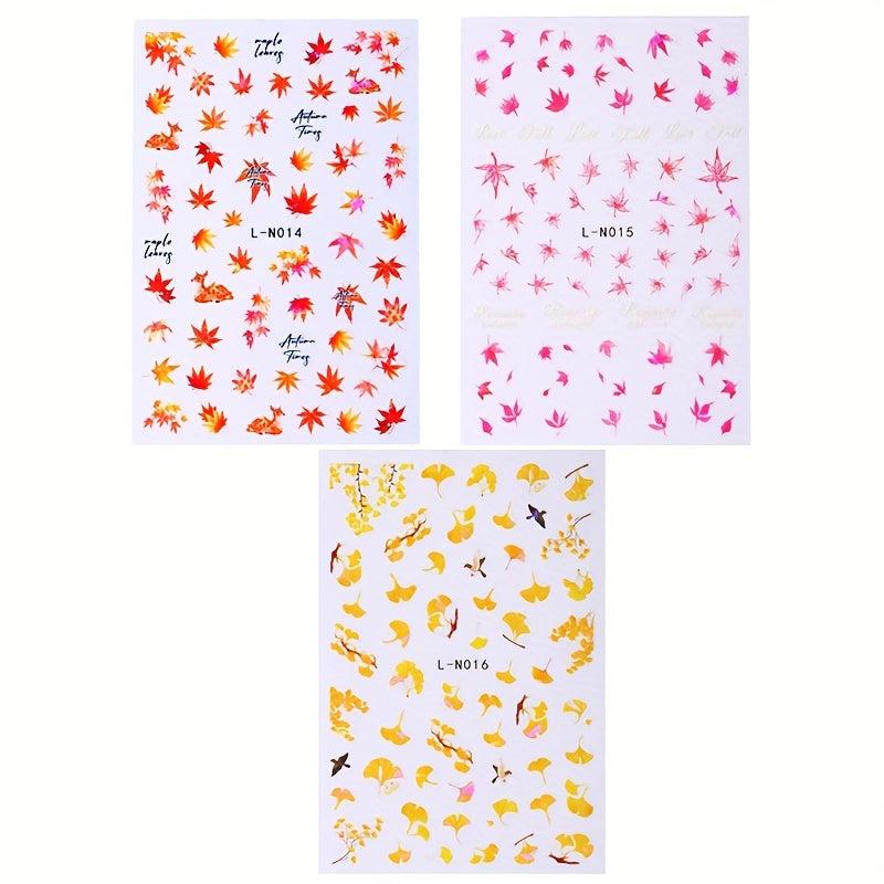 Maple Leaf Pumpkin Nail Art Stickers - Fall Nail Decals