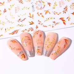 Maple Leaf Pumpkin Nail Art Stickers - Fall Nail Decals