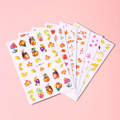 Maple Leaf Pumpkin Nail Art Stickers - Fall Nail Decals