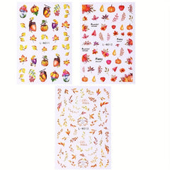 Maple Leaf Pumpkin Nail Art Stickers - Fall Nail Decals