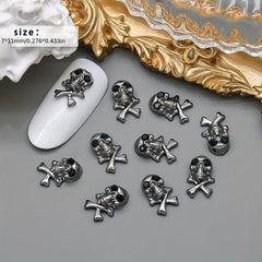 10pcs Halloween Skull Nail Art Charms With Rhinestones