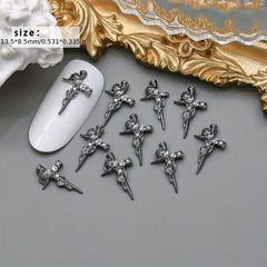 10pcs Halloween Skull Nail Art Charms With Rhinestones
