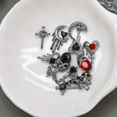 10pcs Halloween Skull Nail Art Charms With Rhinestones