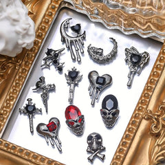10pcs Halloween Skull Nail Art Charms With Rhinestones