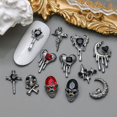 10pcs Halloween Skull Nail Art Charms With Rhinestones