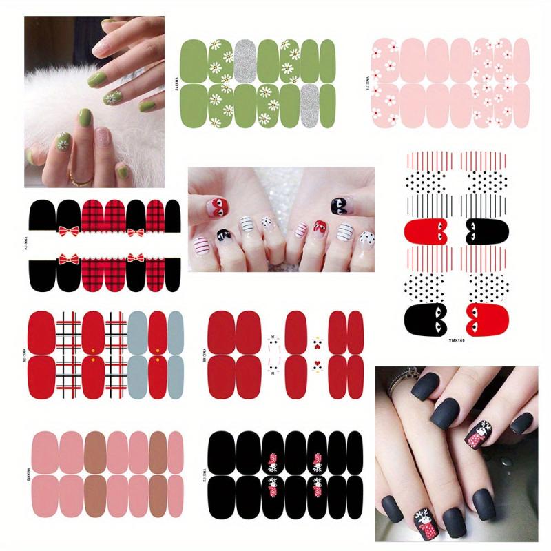 8 Sheets Nail Glitter Self-Adhesive Sticker Art Strips for Manicure DIY