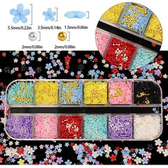 3D Flower Nail Decoration 12 Grids - DIY Nail Art Decor