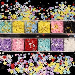 3D Flower Nail Decoration 12 Grids - DIY Nail Art Decor