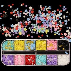 3D Flower Nail Decoration 12 Grids - DIY Nail Art Decor