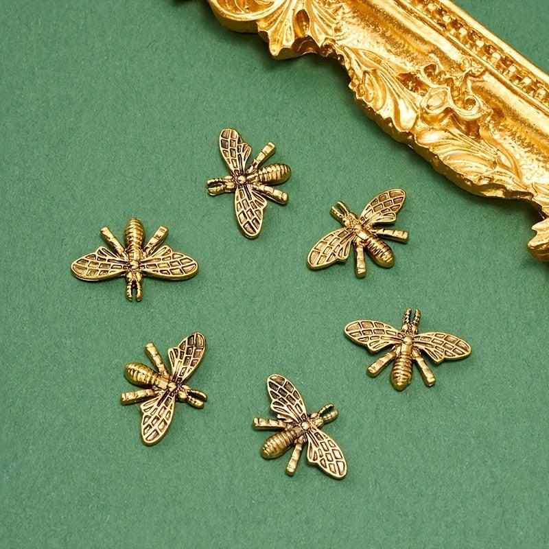 5pcs 3D Vintage Punk Metal Bee Nail Art Charms DIY Accessories
