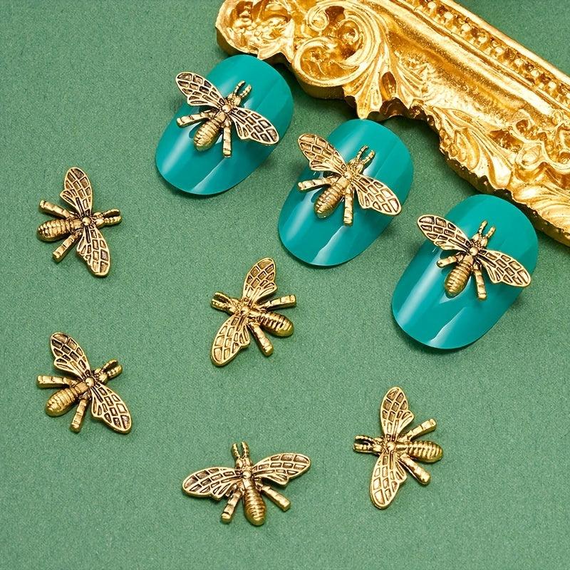 5pcs 3D Vintage Punk Metal Bee Nail Art Charms DIY Accessories