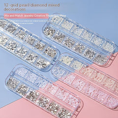 12 Flat Back Nail Art Rhinestones & Pearls