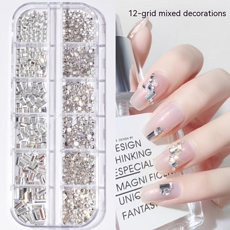 12 Flat Back Nail Art Rhinestones & Pearls