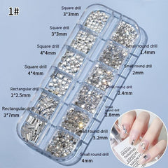 12 Flat Back Nail Art Rhinestones & Pearls