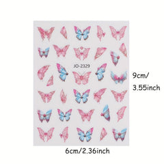 Butterfly Nail Art Stickers 3D Spring Summer Self Adhesive Decals