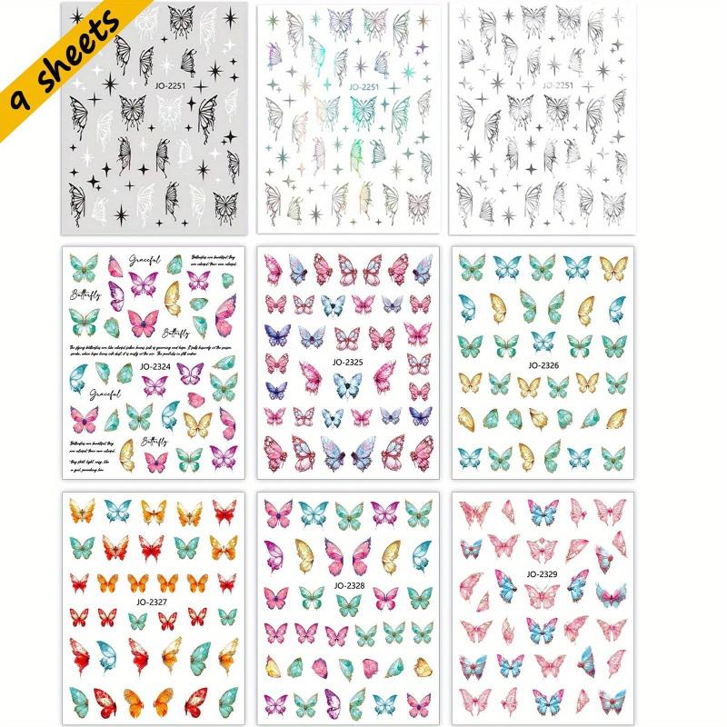 Butterfly Nail Art Stickers 3D Spring Summer Self Adhesive Decals