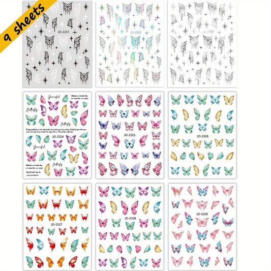 Butterfly Nail Art Stickers 3D Spring Summer Self Adhesive Decals