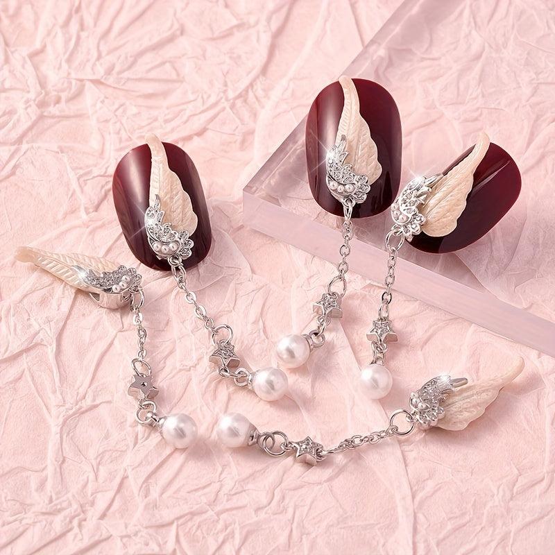 3D Angel Wings Rhinestones Charms Metal Nail Art Decor