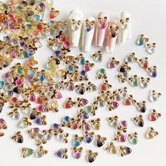 50 Pcs Gradient Heart Nail Charms DIY 3D Nail Art Rhinestones Manicure Glitter