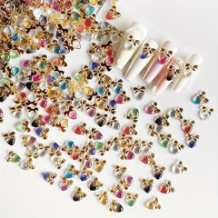 50 Pcs Gradient Heart Nail Charms DIY 3D Nail Art Rhinestones Manicure Glitter
