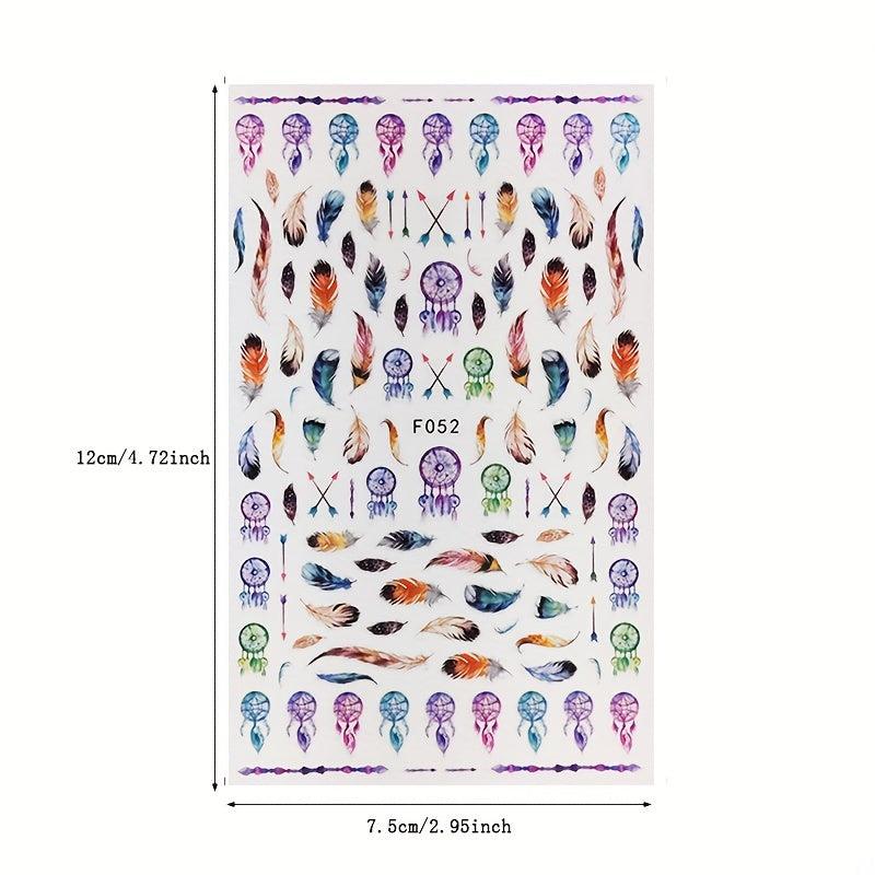 Feather Dream Catcher Nail Stickers for Women