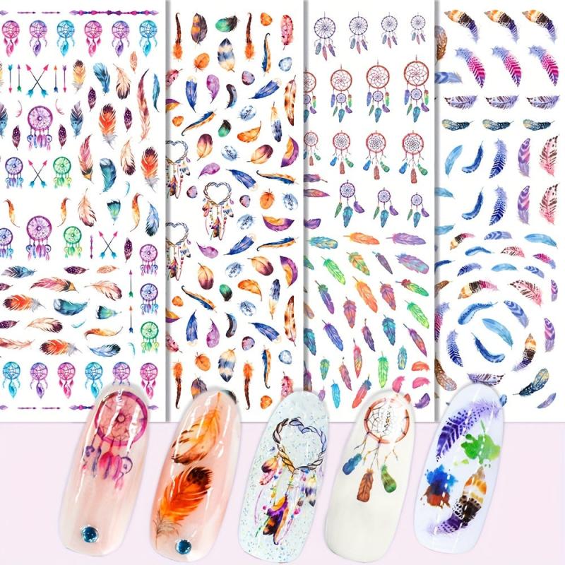 Feather Dream Catcher Nail Stickers for Women
