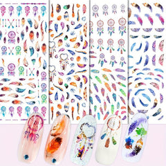 Feather Dream Catcher Nail Stickers for Women