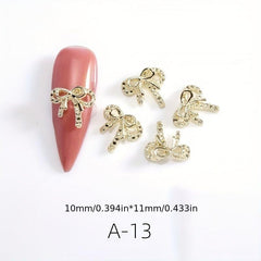 3D Bow Nail Charms Metal Alloy Bow Nail Jewelry 10 Pcs