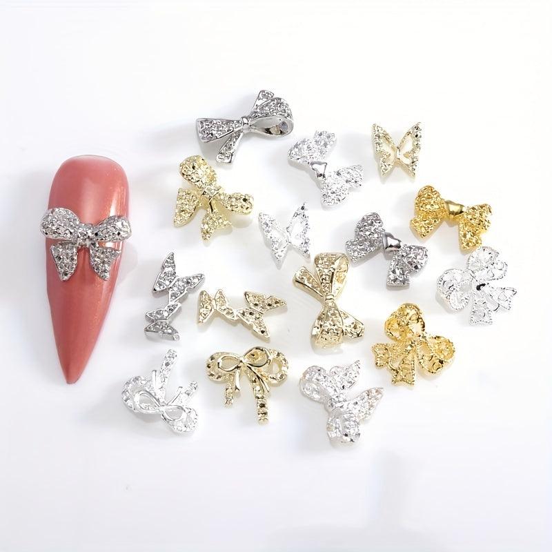 3D Bow Nail Charms Metal Alloy Bow Nail Jewelry 10 Pcs