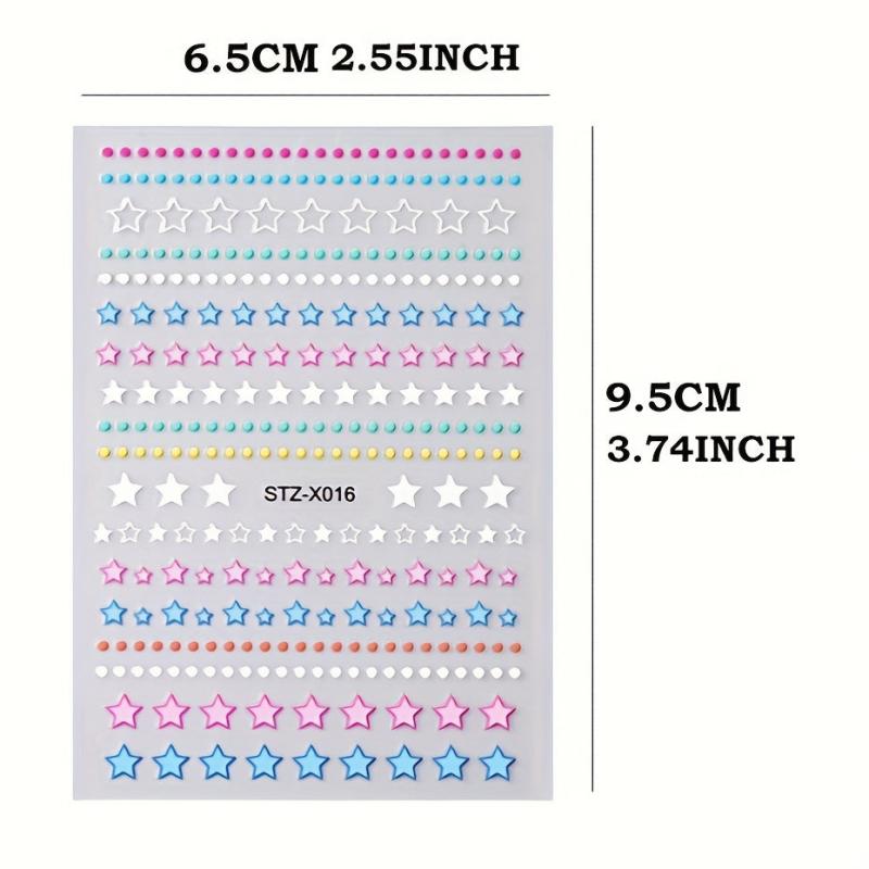 Colorful Star Nail Art Stickers Self Adhesive Decals for Manicure