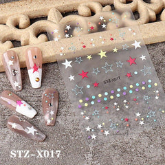 Colorful Star Nail Art Stickers Self Adhesive Decals for Manicure