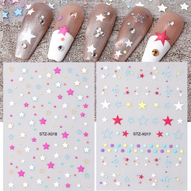 Colorful Star Nail Art Stickers Self Adhesive Decals for Manicure